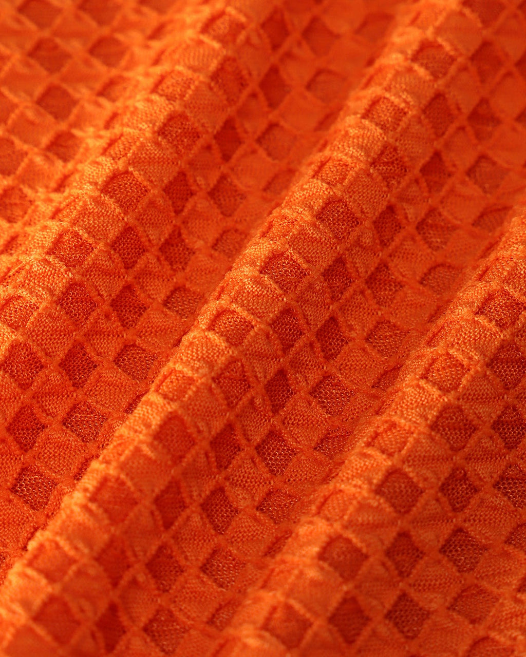 Orange Elastic Waist Textured Bikini Set