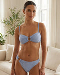 Blue Jacquard Cut Out Bikini Sets
