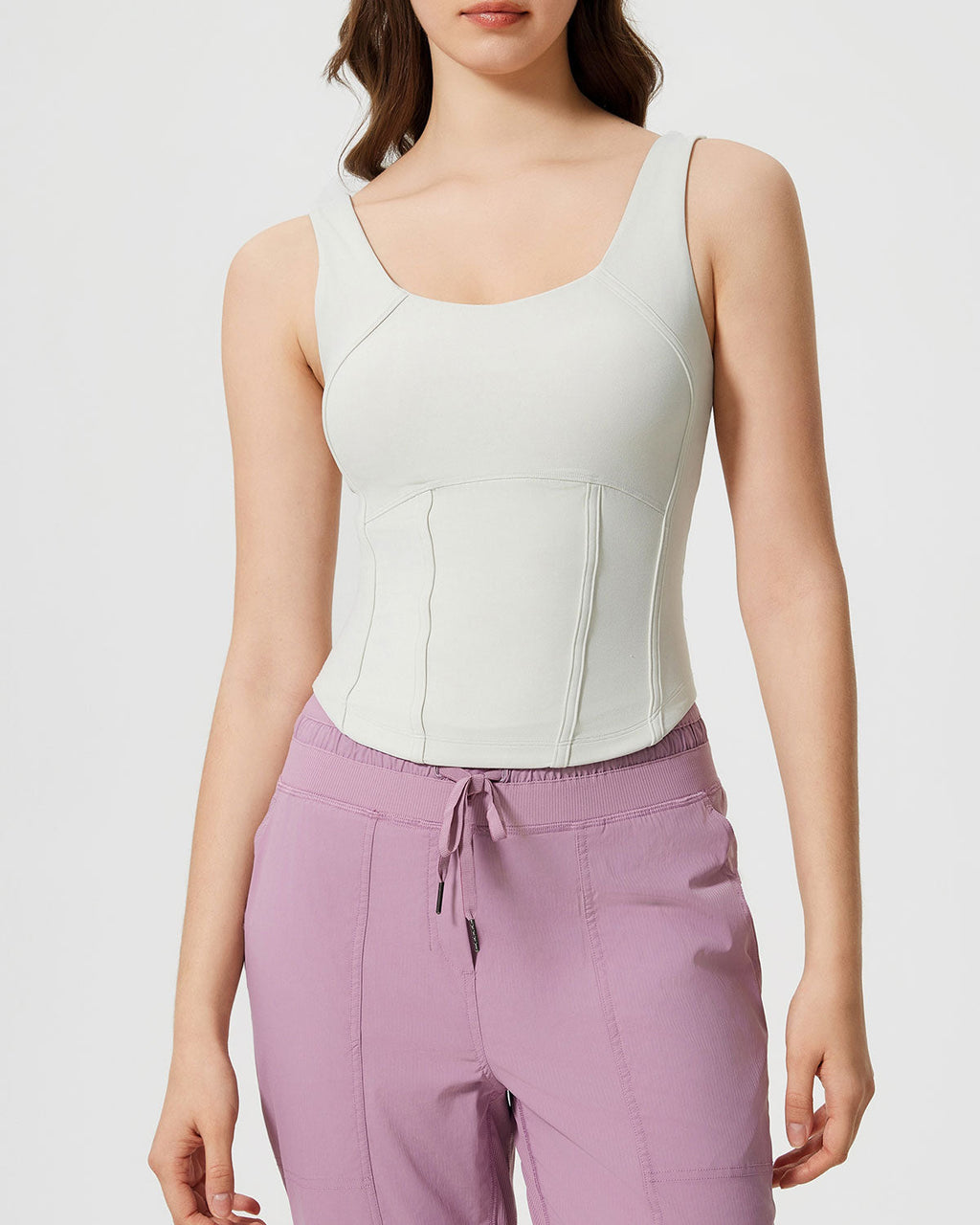 White Scoop Neck Yoga Tank Top