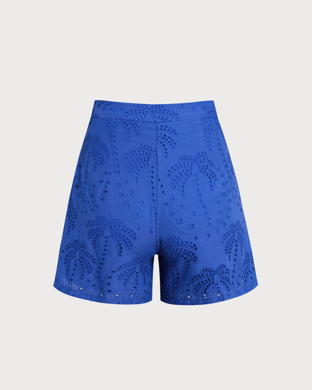 Blue Embroidery Cotton Shorts