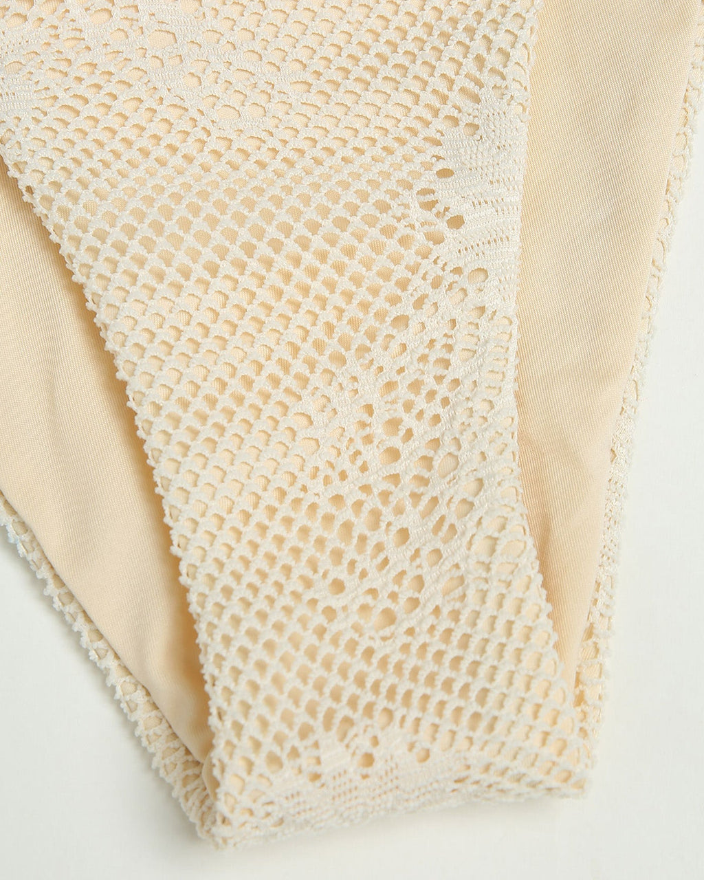 Beige Textured Bandeau Bikini Set