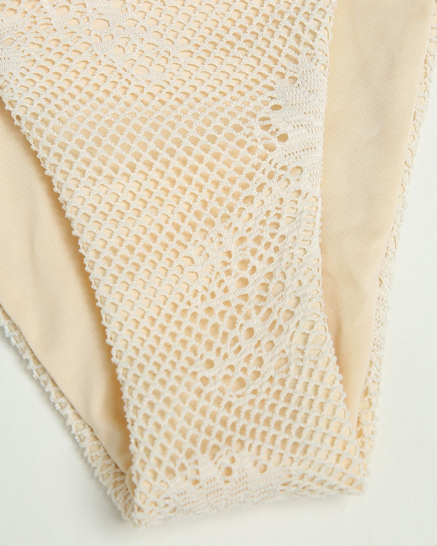 Beige Textured Bandeau Bikini Set