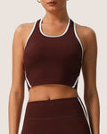 Brown Scoop Neck Yoga Tank Top - Light Support