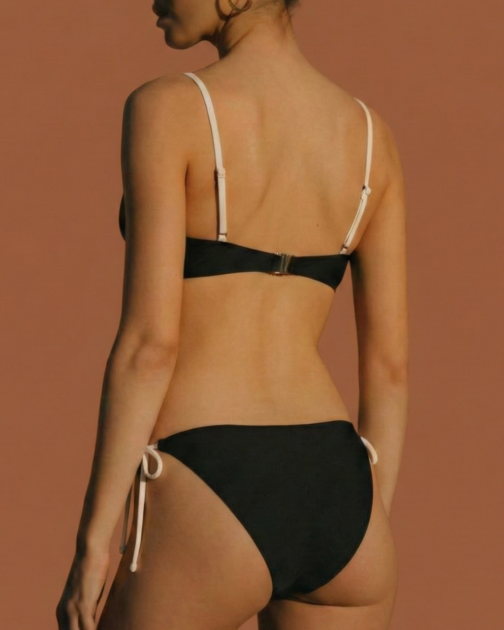 Black Contrasting Bralette Bikini Sets