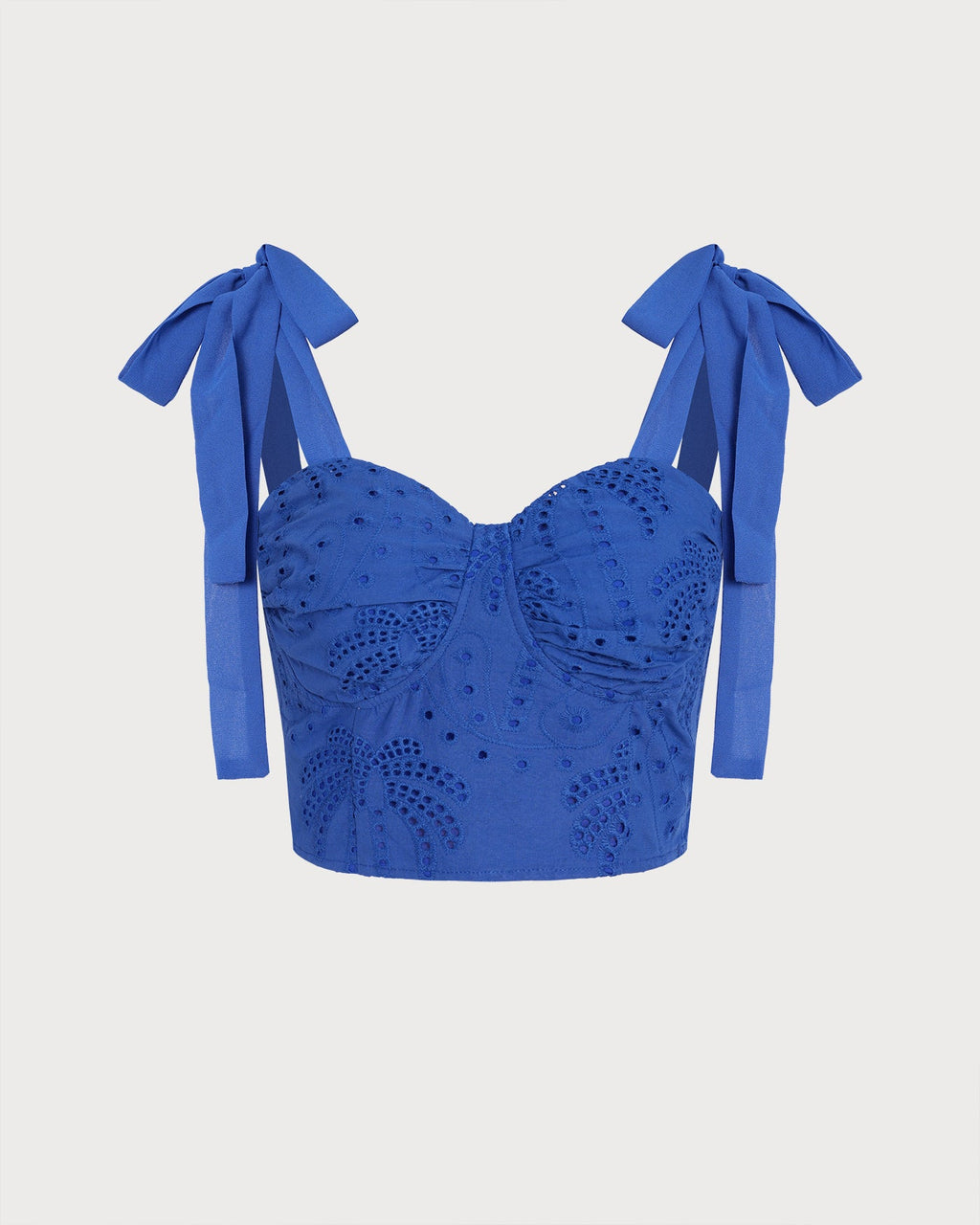 Blue Sweetheart Neck Embroidery Cami Top