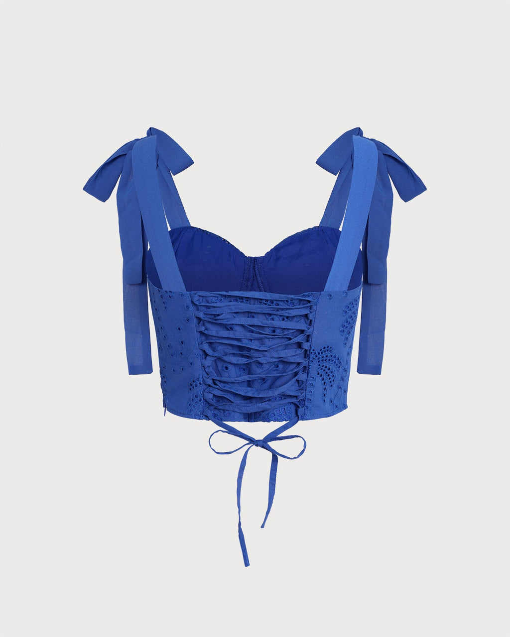 Blue Sweetheart Neck Embroidery Cami Top