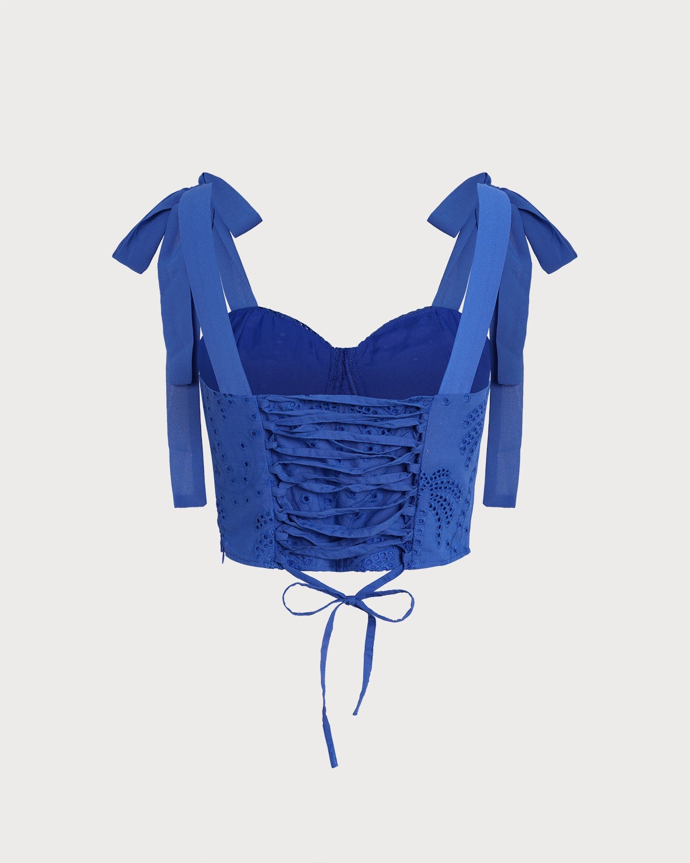 Blue Sweetheart Neck Embroidery Cami Top