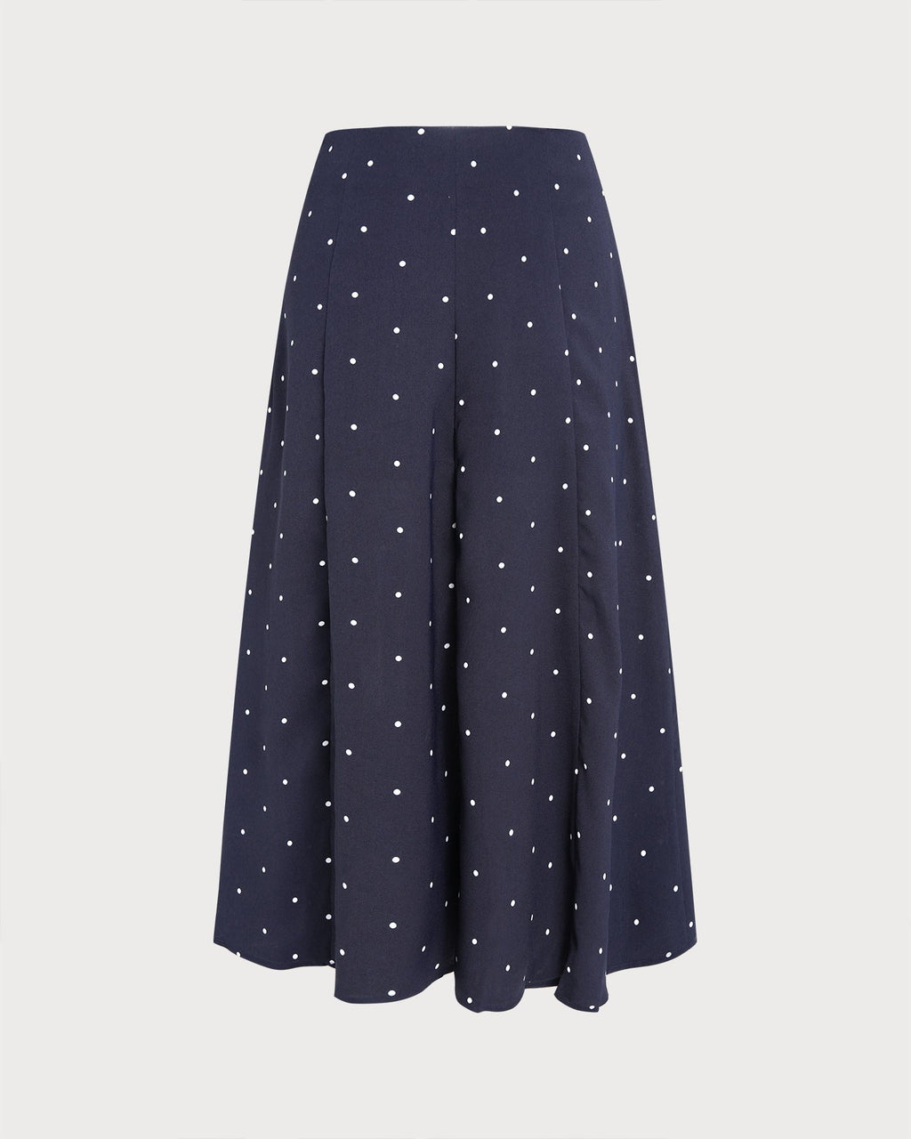 Navy Polka Dot Slit Midi Skirt