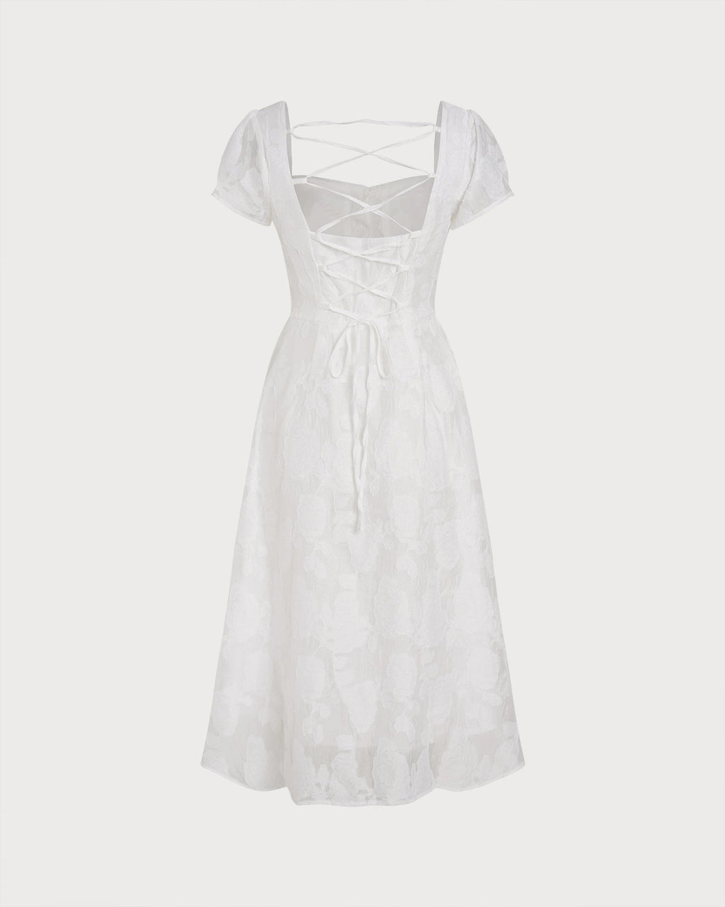 White Square Neck X Cross Midi Dress