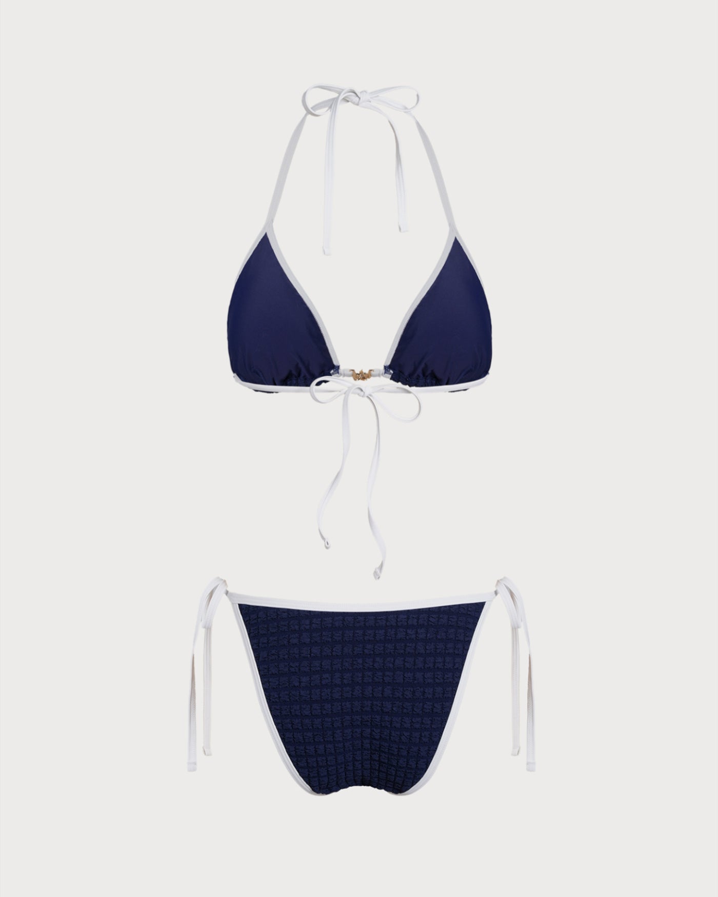 Blue Contrasting Halter Bikini Set