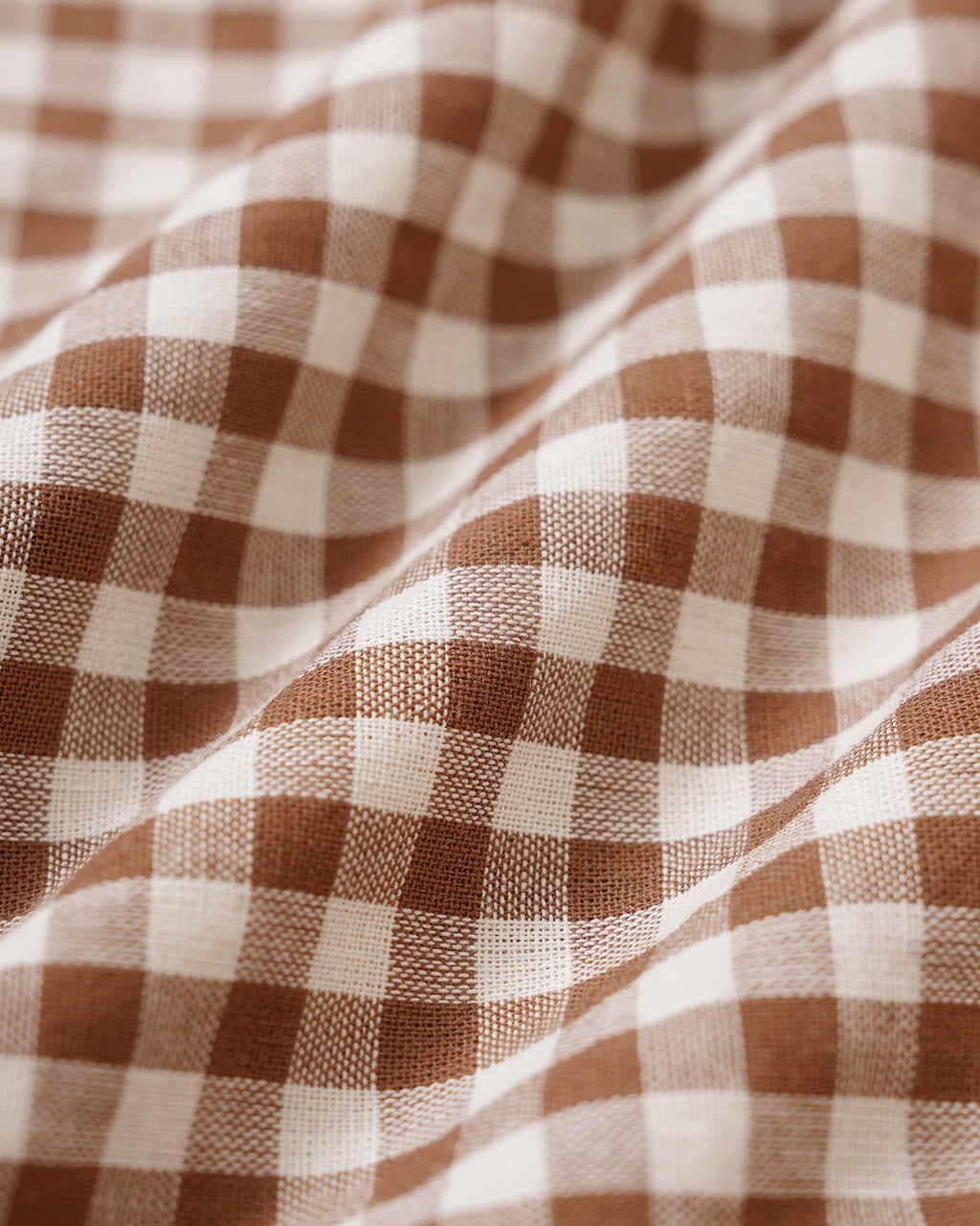 Brown Square Neck Puffed Sleeve Plaid Blouse