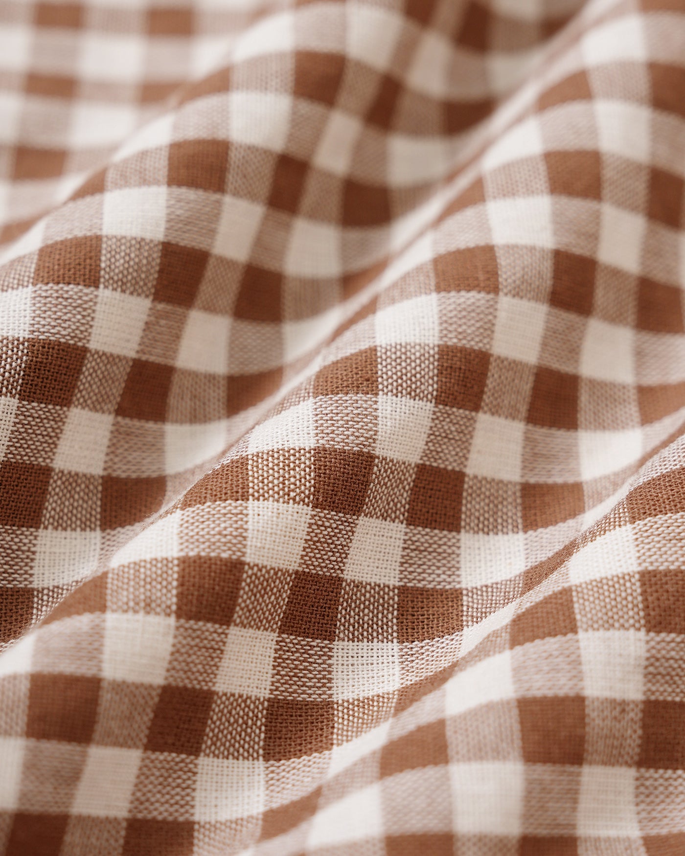 Brown Square Neck Puffed Sleeve Plaid Blouse