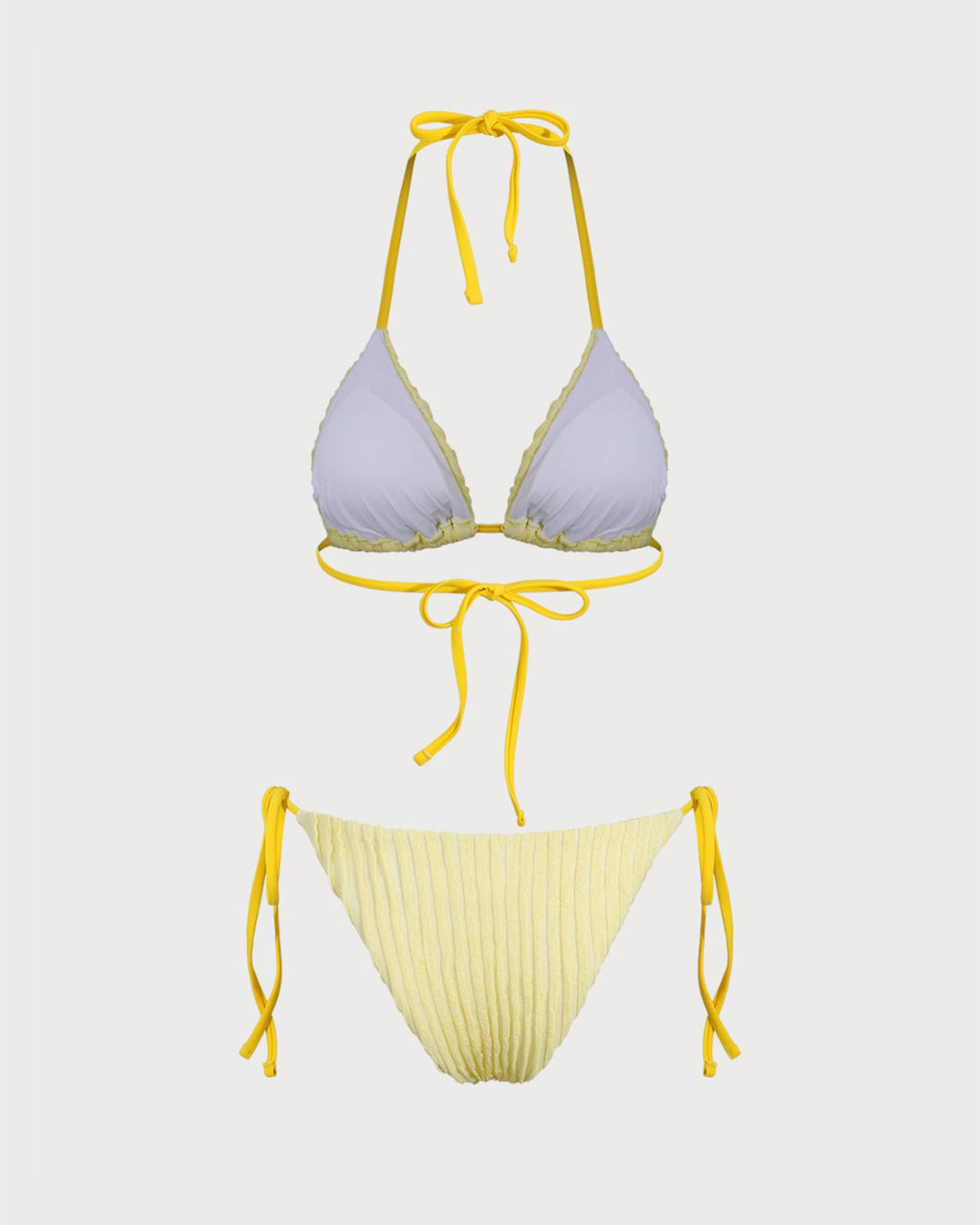 Yellow Halter Triangle Bikini Set