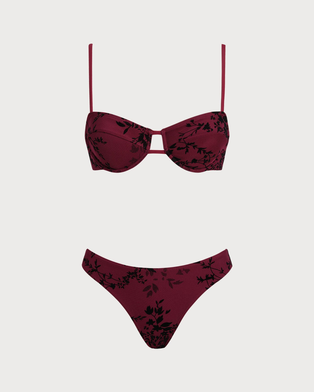 Red Floral Underwire Bikini Set