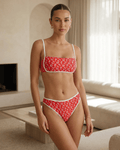 Red Floral Bralette Bikini Set