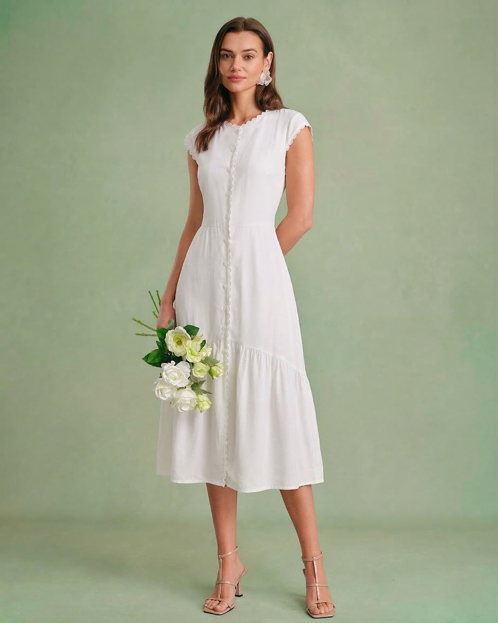 The Solid Color Lapel Midi Dress