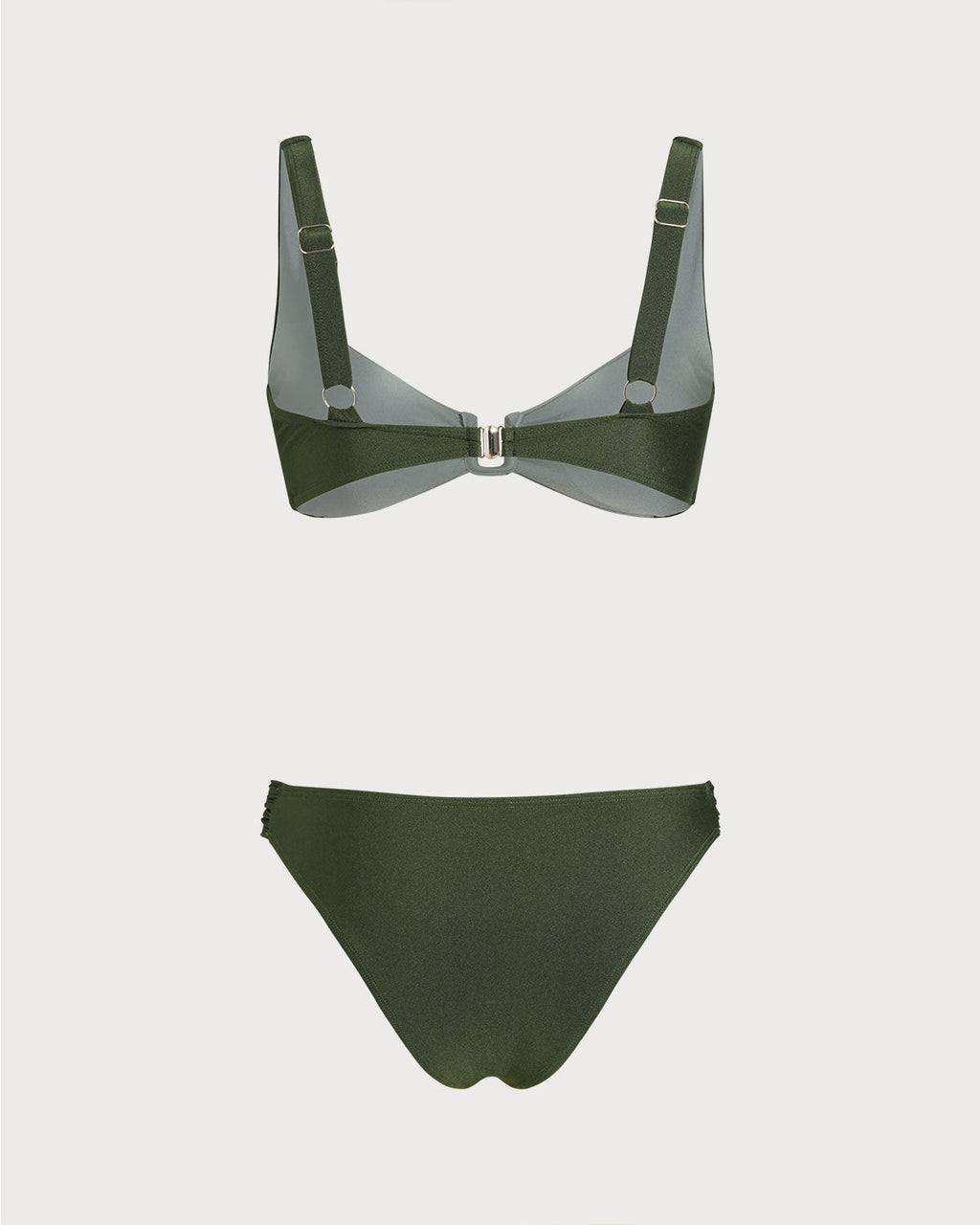 Green  Contrasting Bralette Bikini Sets