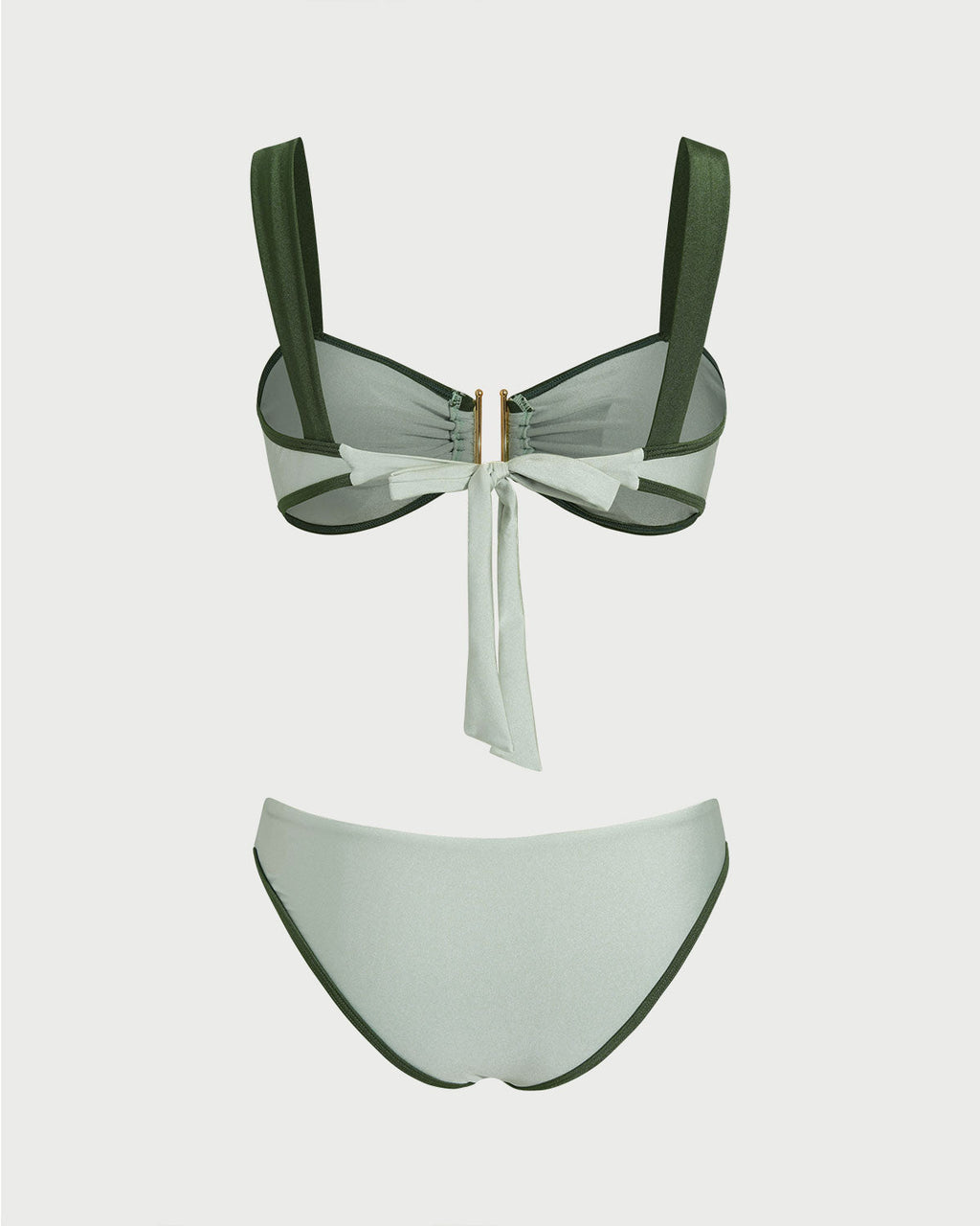 Green Contrasting Bandeau Bikini Set