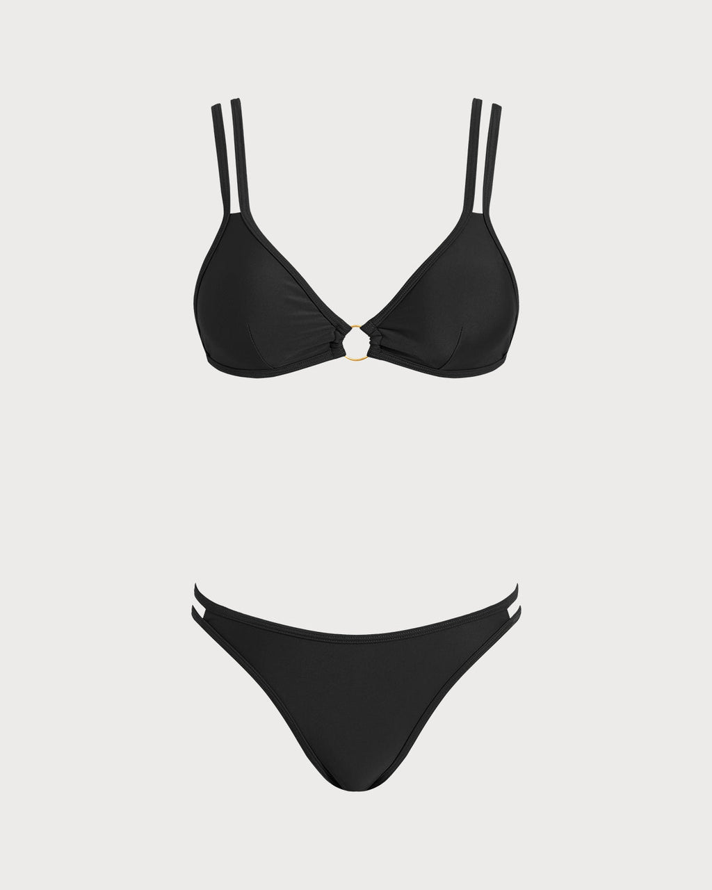 Black O-Ring Triangle Bikini Set