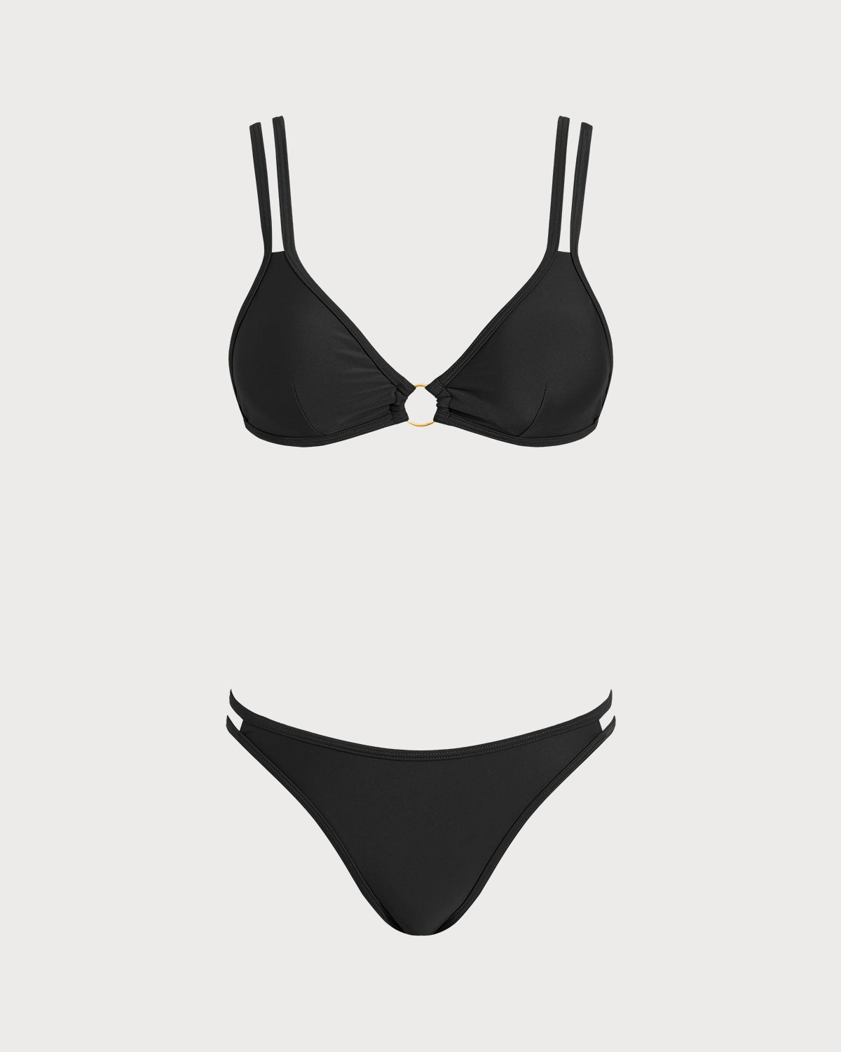 Black O-Ring Triangle Bikini Set