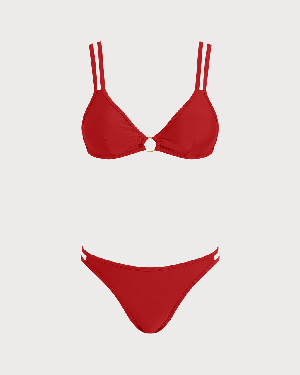 Red O-Ring Triangle Bikini Set