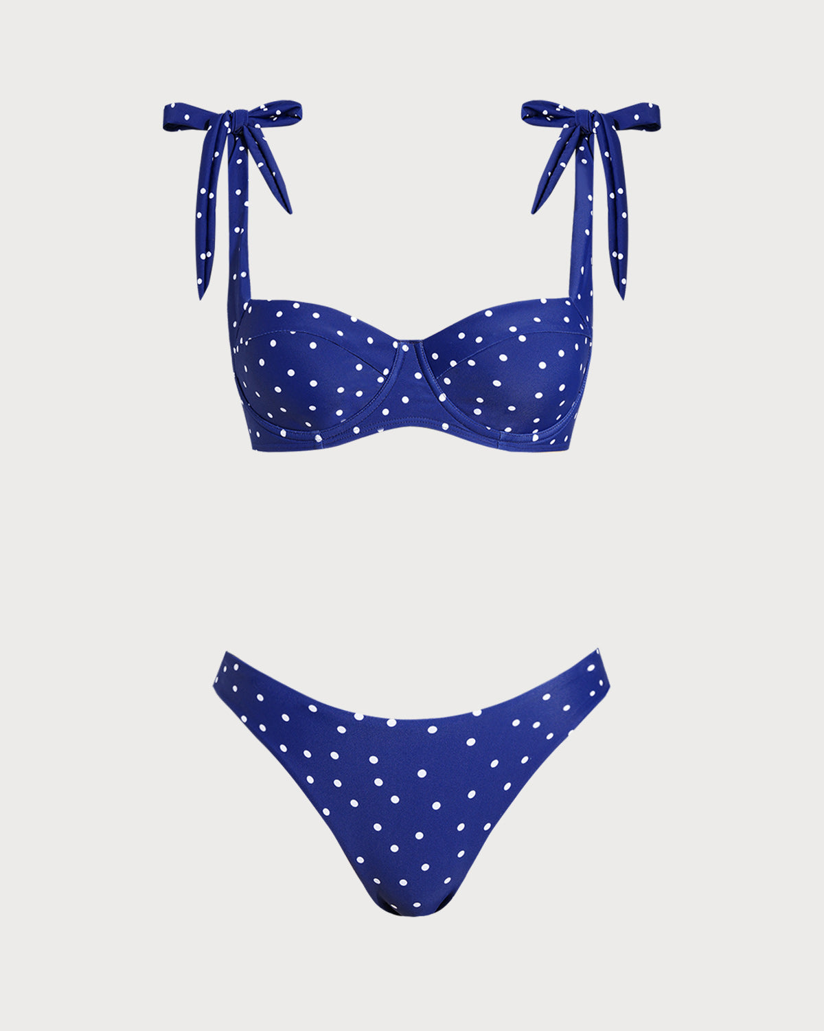 Blue Bowknot Polka Dot Underwire Bikini Sets