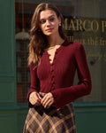 Red Bell Sleeve Ribbed Knit Tee