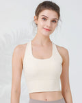 Beige I-back Yoga Tank Top - Light Support
