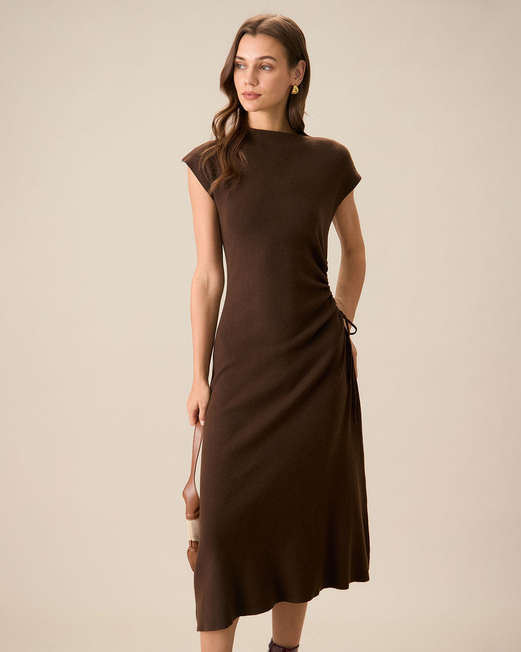 Coffee Bodycon Reversible Sweater Dress