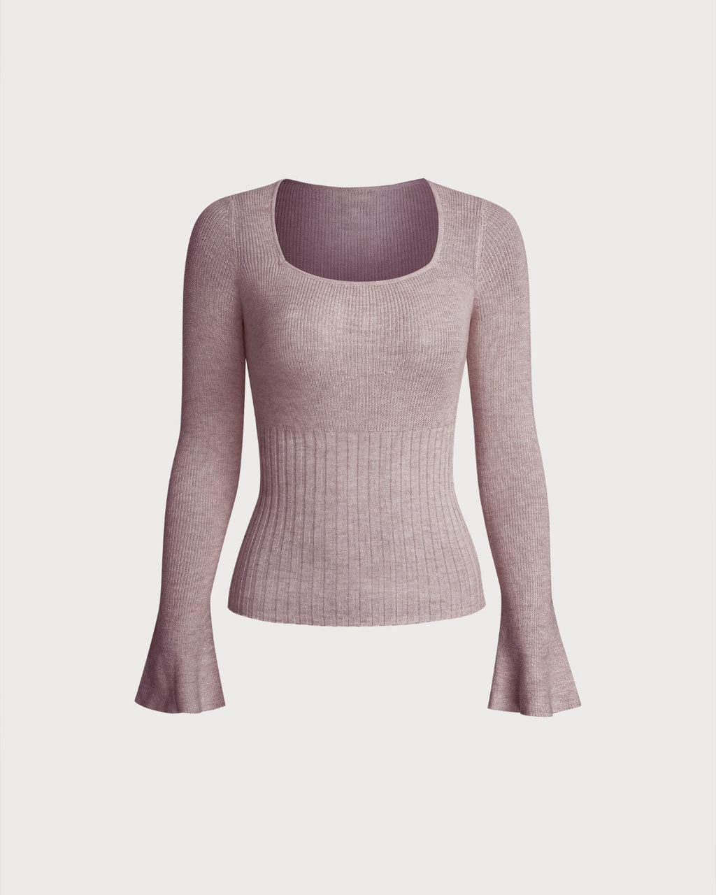 Purple Bell Sleeve Casual Knit Tee