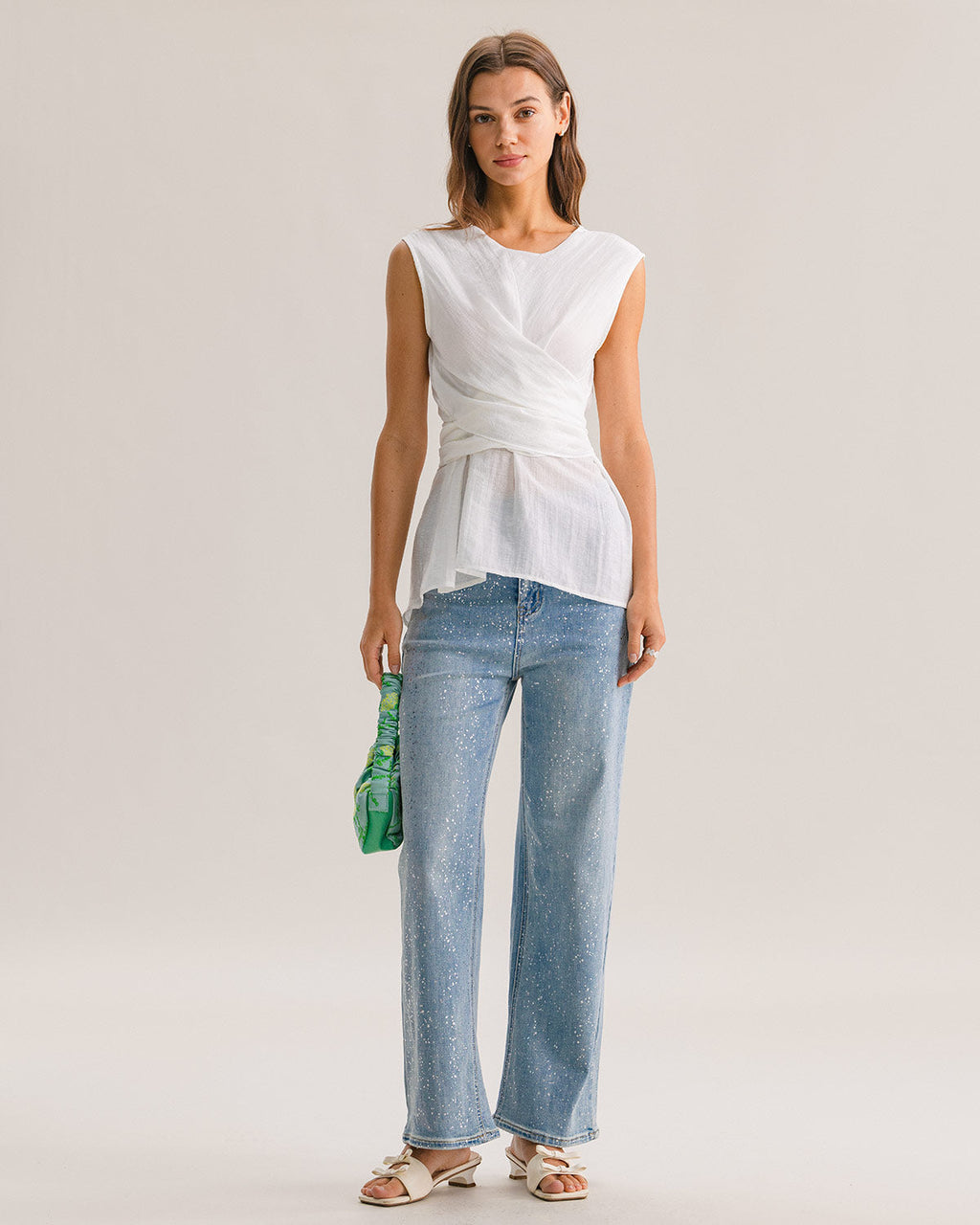 White Round Neck Tank Top