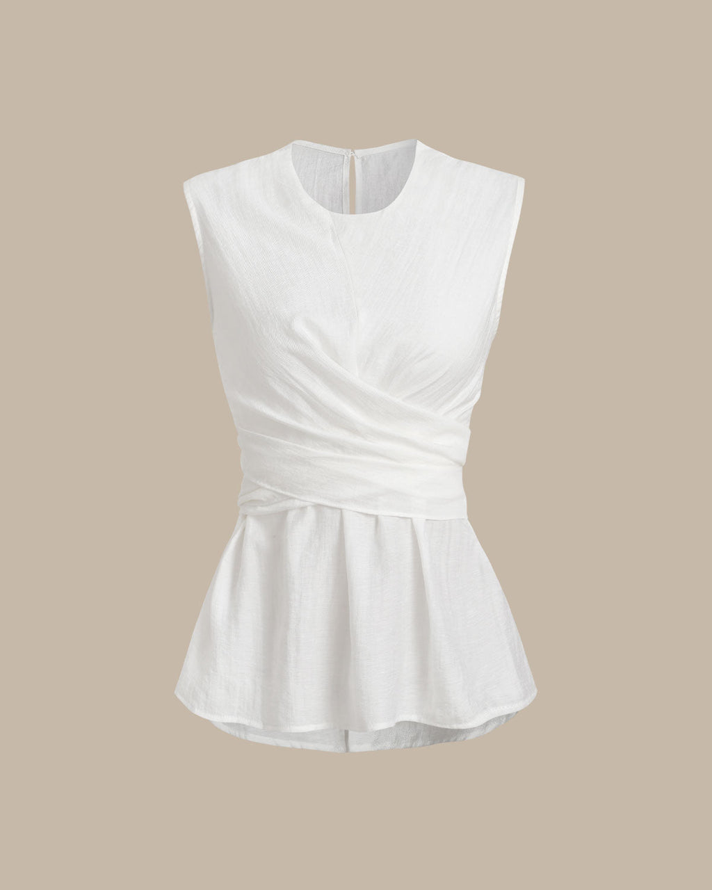 White Round Neck Tank Top