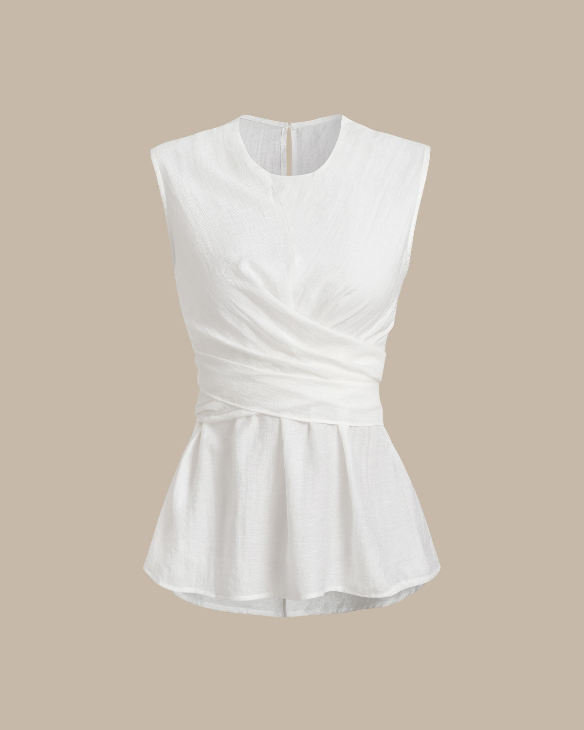 White Round Neck Tank Top