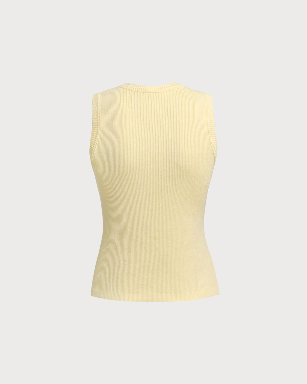 Yellow Round Neck Button Knit Vest