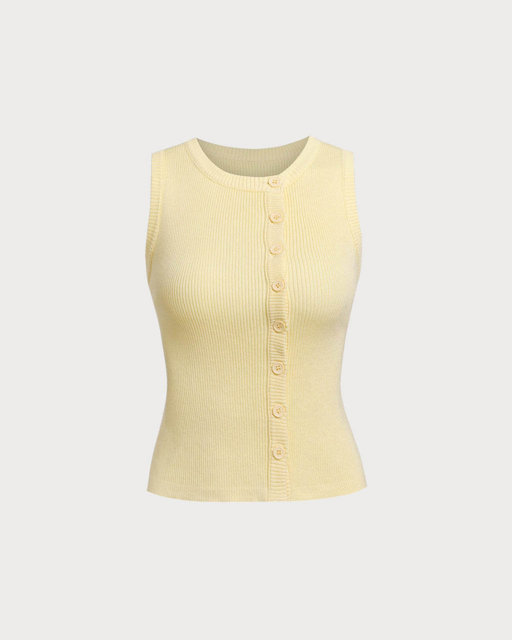 Yellow Round Neck Button Knit Vest