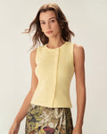 Yellow Round Neck Button Knit Vest