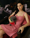Red Plaid Sweetheart Neck Slip Mini Dress
