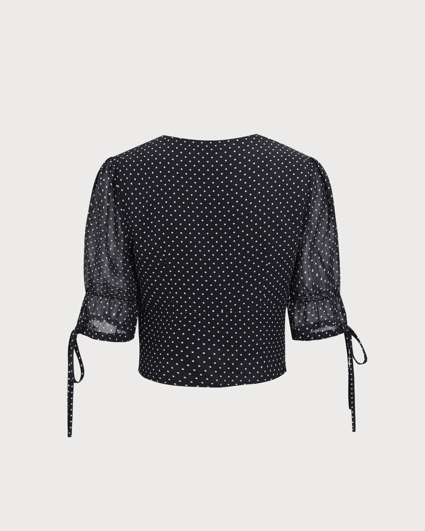 Black V-Neck Polka Dot Blouse