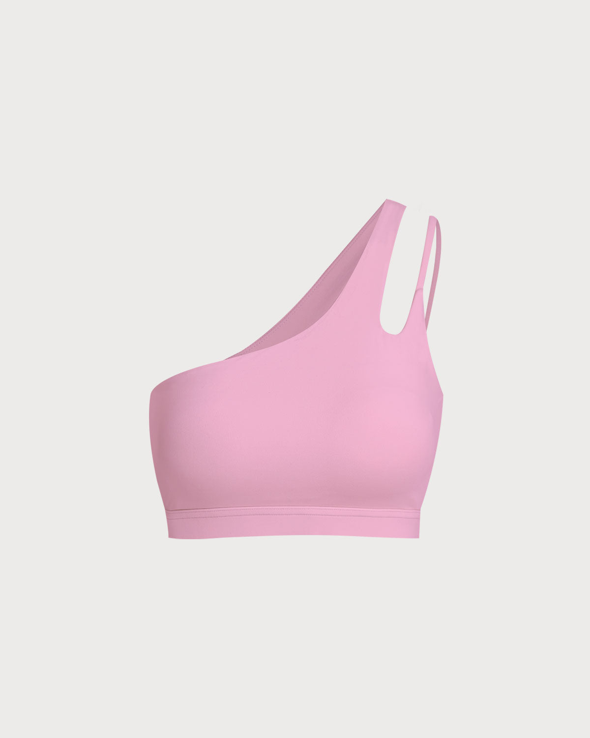 Pink Cropped One Shoulder Yoga Cami Top - Light Support