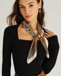 Brown Floral Satin Scarf