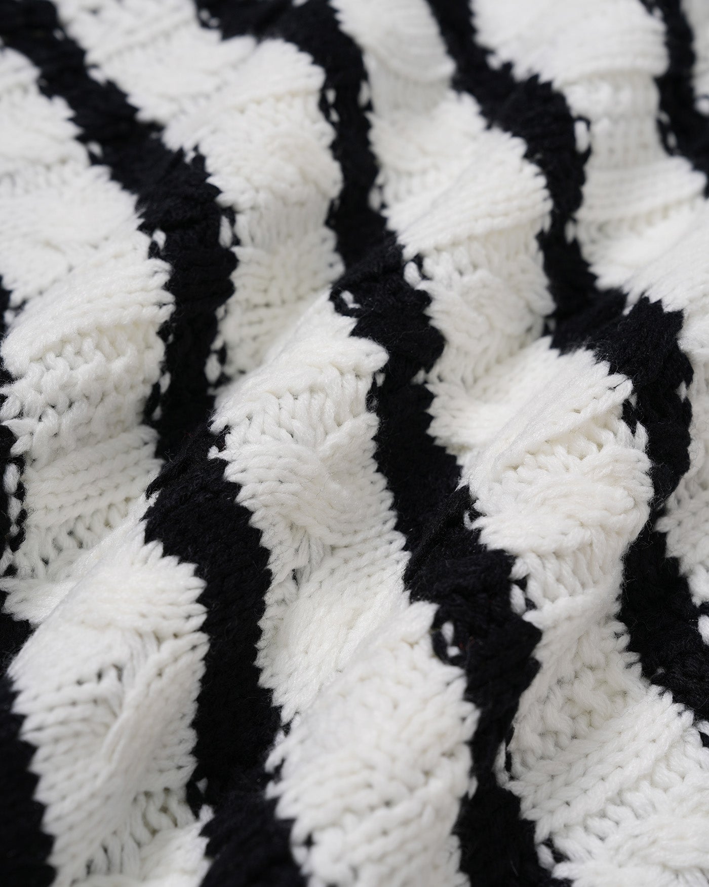 White Striped Button Knit Cardigan
