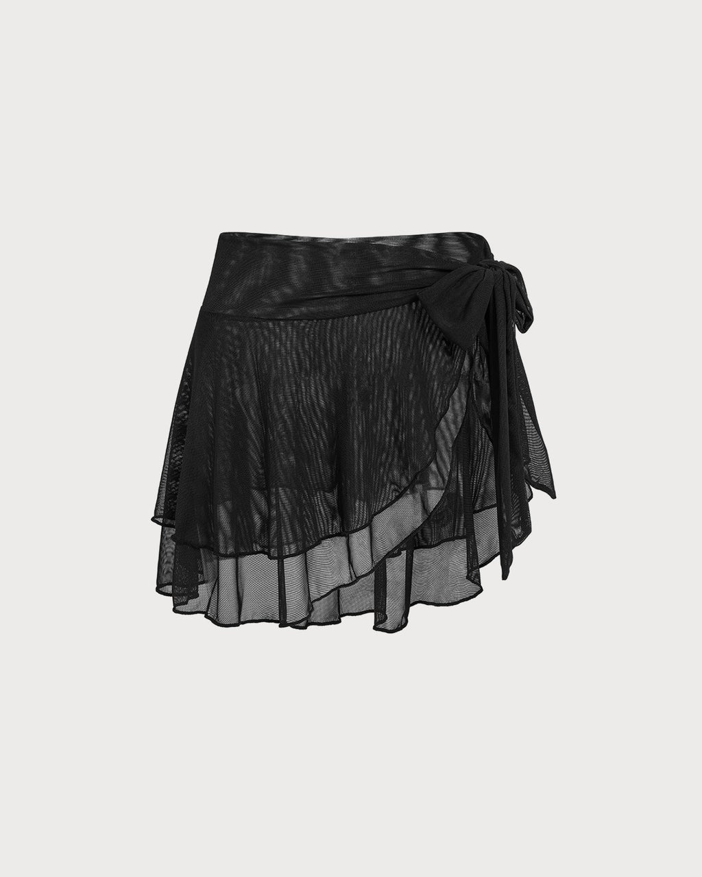 Black Ruffled Mesh Cover-up