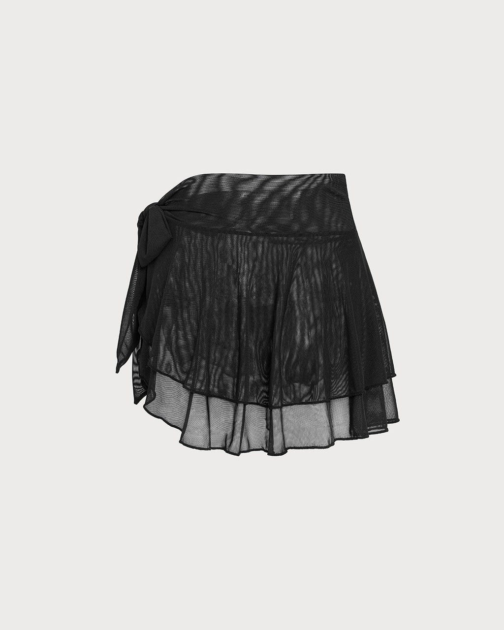 Black Ruffled Mesh Cover-up