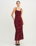 Red Floral Sleeveless Maxi Dress