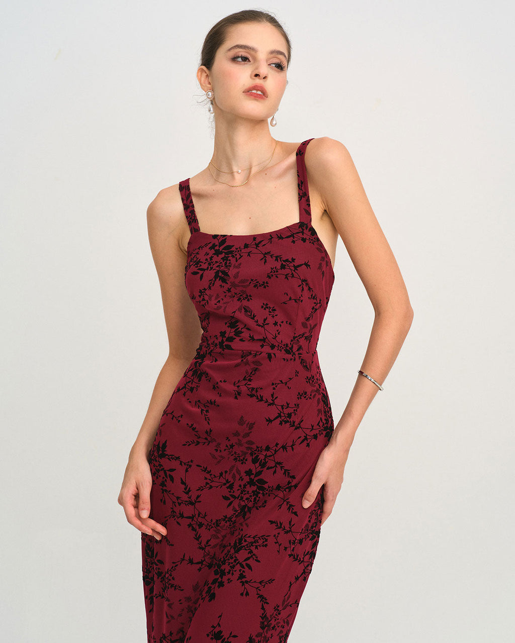 Red Floral Sleeveless Maxi Dress
