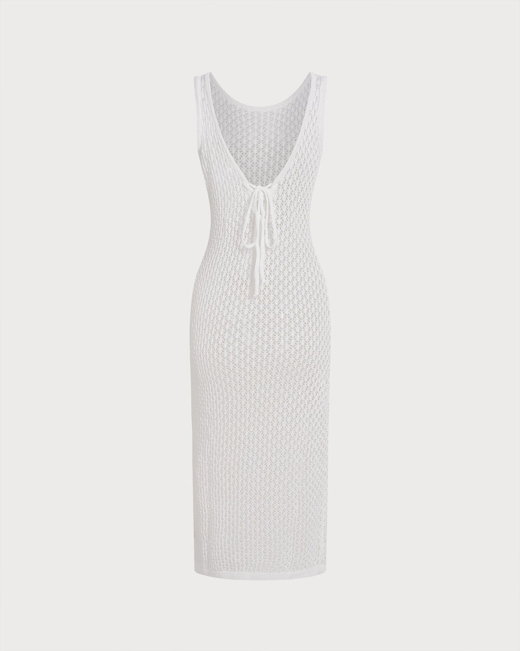 White Crochet Drawstring Swimsuit Cover-Up