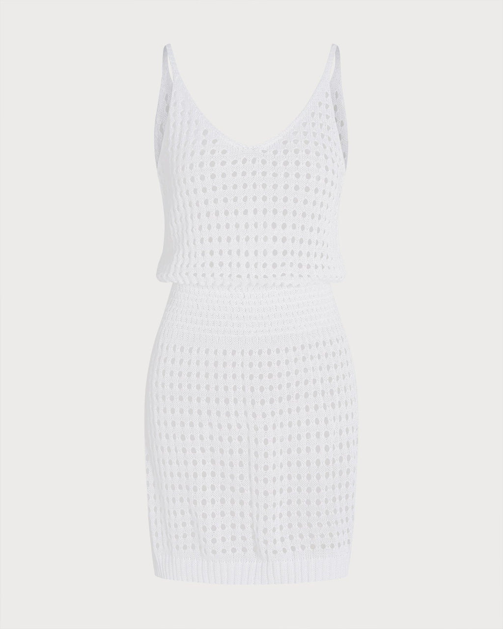 White V Neck Cutout Cover-Up