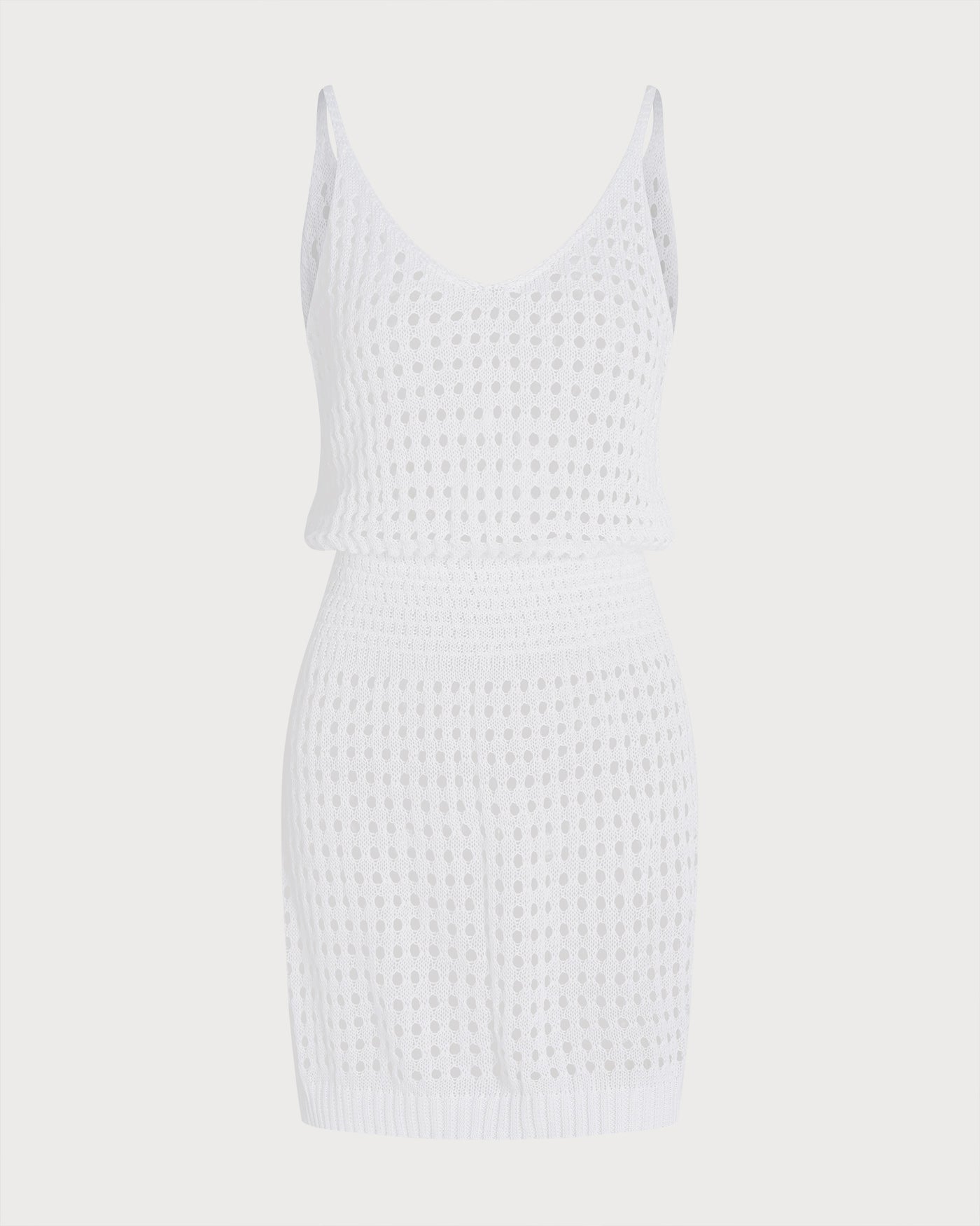 White V Neck Cutout Cover-Up