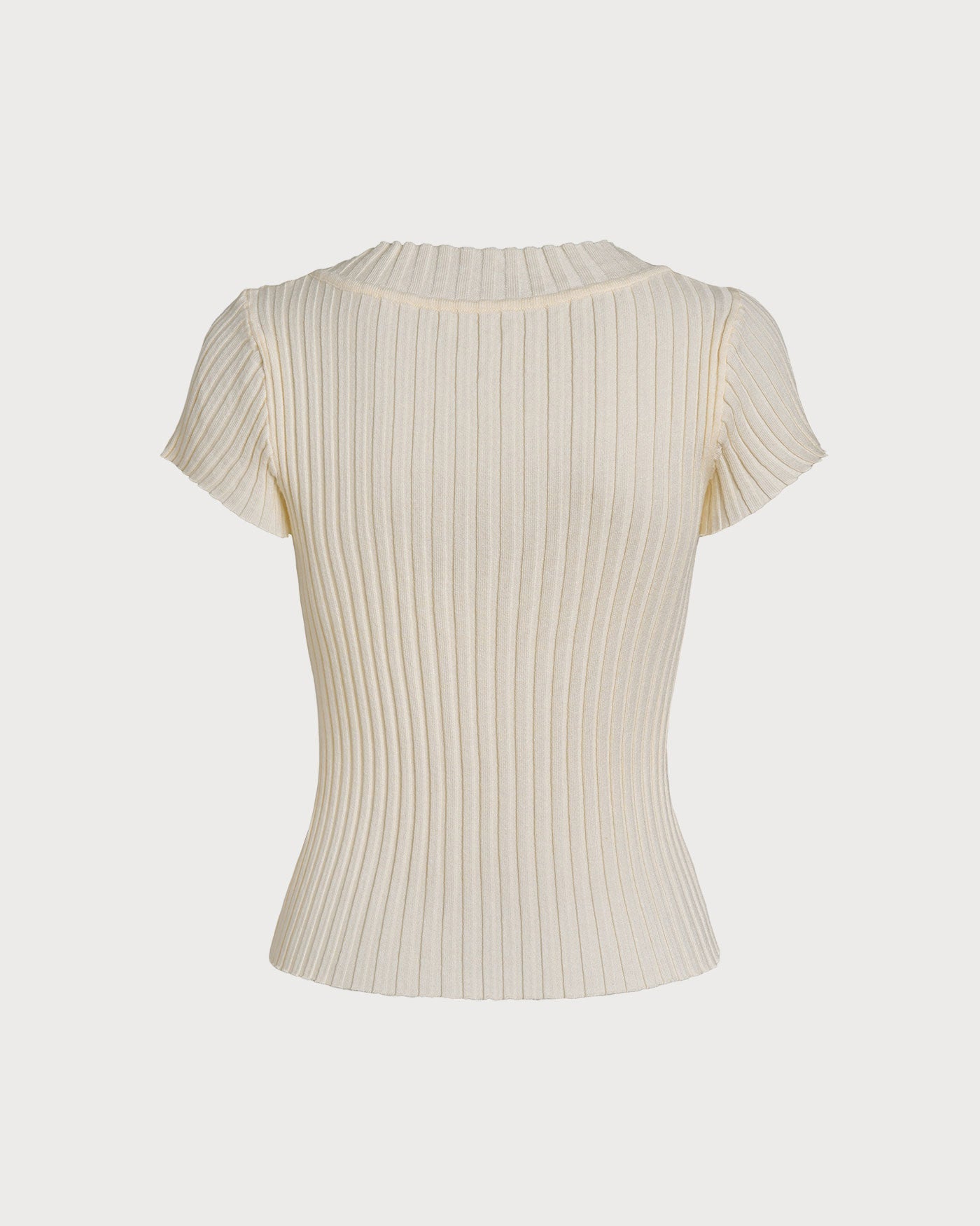 Apricot Textured  V Neck Tee