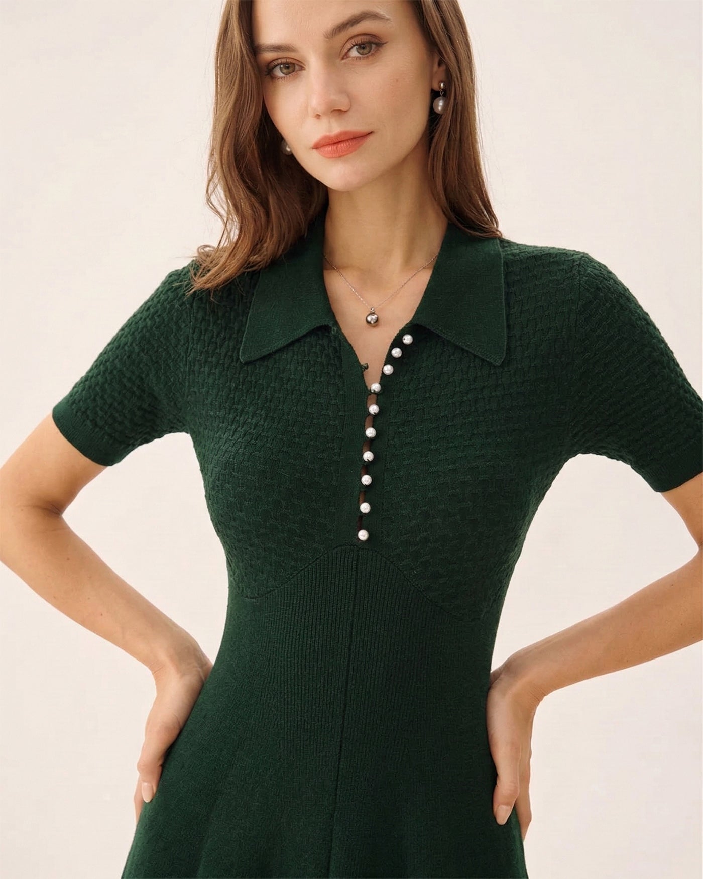 Green Collar Sweater Dress